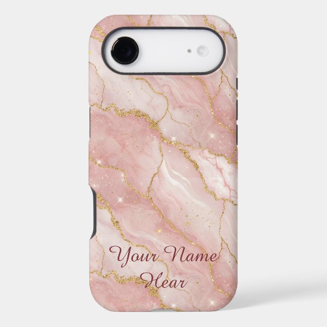 Personalized Modern Rose Quartz Marble Gold (Back)