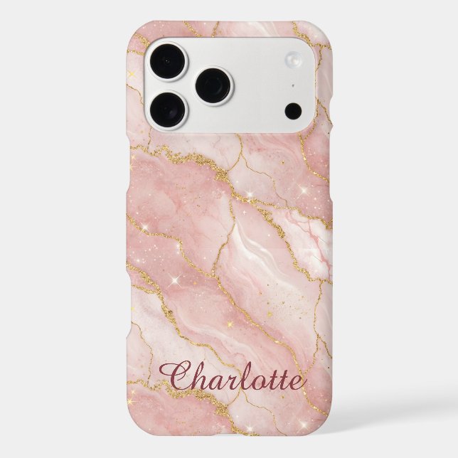 Personalized Modern Rose Quartz Marble Gold (Back)