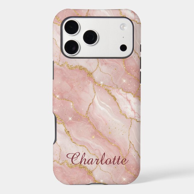 Personalized Modern Rose Quartz Marble Gold (Back)