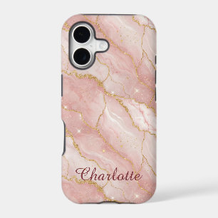 Personalized Modern Rose Quartz Marble Gold