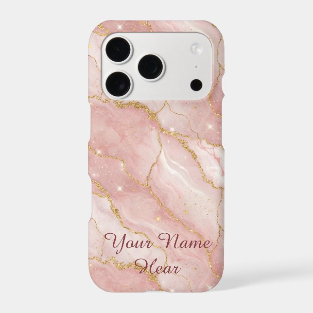Personalized Modern Rose Quartz Marble Gold (Back)