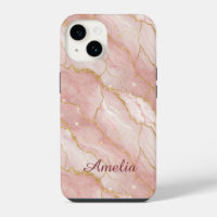 Personalized Modern Rose Quartz Marble Gold