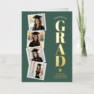 Personalized Modern School College Graduation Foil Greeting Card