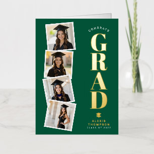 Personalized Modern School College Graduation Foil Greeting Card
