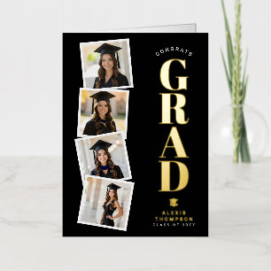 Personalized Modern School College Graduation  Foil Greeting Card