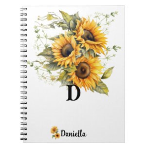 Personalized Modern Sunflower Notebook
