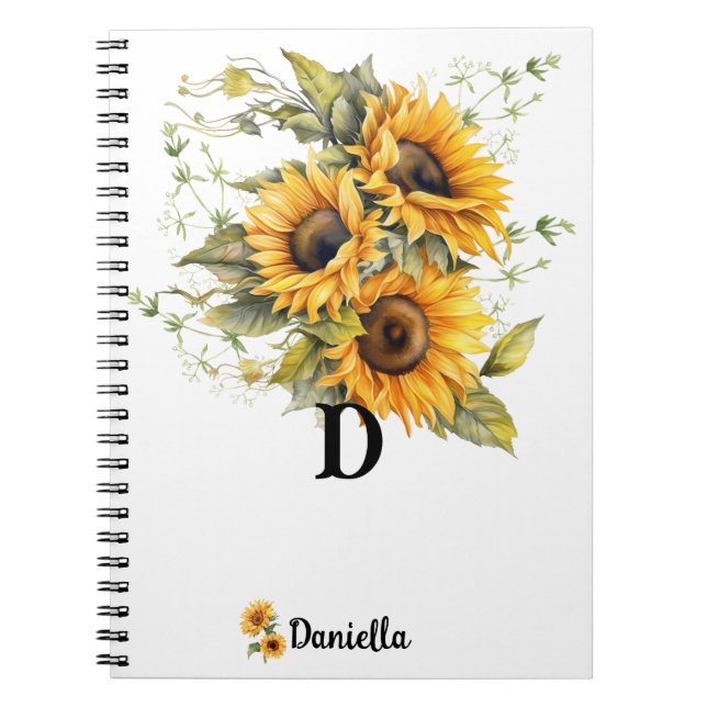Personalized Modern Sunflower Notebook (Front)