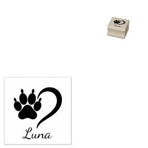 Personalized Modern Trendy Dog Pet Paw Print Cute Rubber Stamp