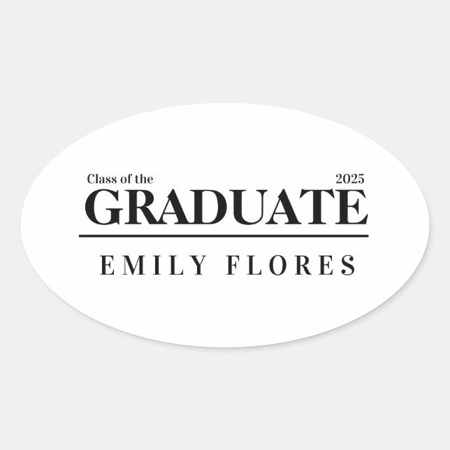 Personalized Modern trendy graduate class of 2025 Oval Sticker (Front)
