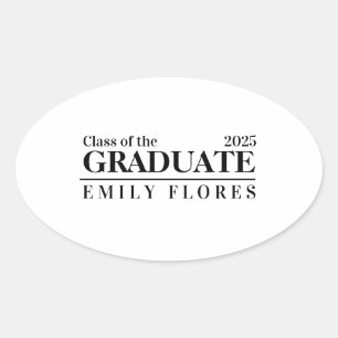 Personalized Modern trendy graduate class of 2025 Oval Sticker