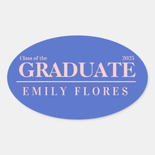 Personalized Modern trendy graduate class of 2025 Oval Sticker