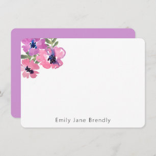 Personalized Modern Watercolor Pink Floral  Card