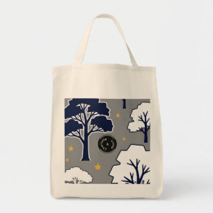 Personalized Modern Woodland Tree and Star Grocery Tote Bag