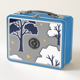Personalized Modern Woodland Tree and Star Metal Lunch Box