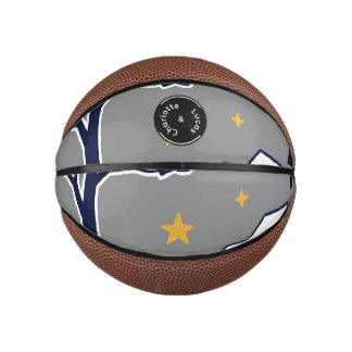 Personalized Modern Woodland Tree and Star Mini Basketball