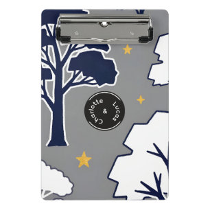 Personalized Modern Woodland Tree and Star Mini Clipboard