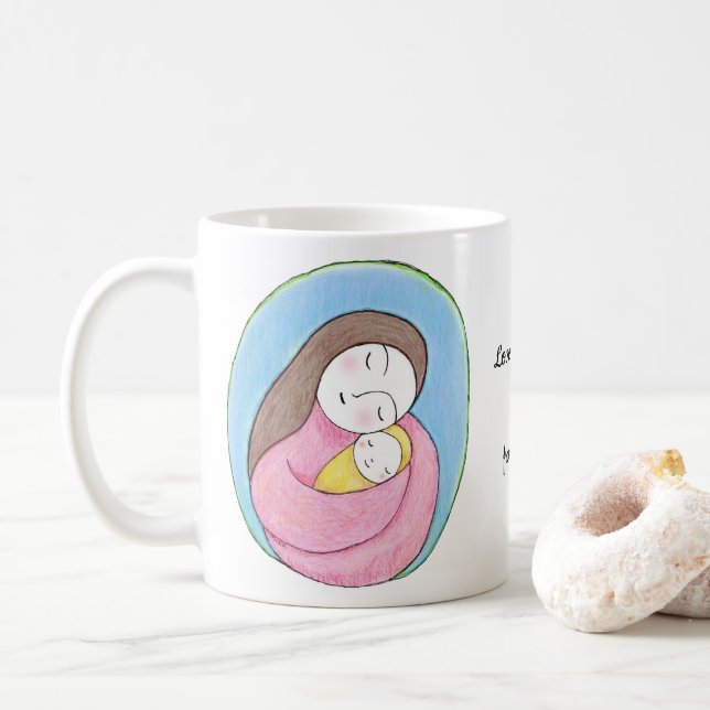 Personalized Mom and Baby Mothers Day gift  Coffee Mug (With Donut)