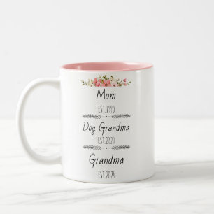 Personalized Mom Dog Grandma Est Custom Year Two-Tone Coffee Mug
