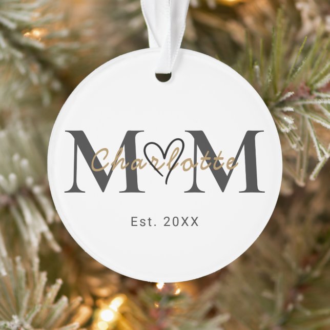 Personalized Mom Name Est Year Christmas Ornament (Tree)