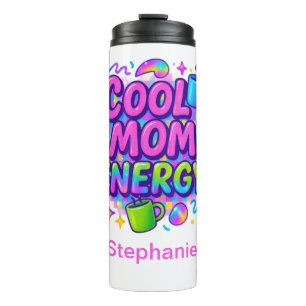 Personalized Mom Pink Blue Bright Neon Gift Thermal Tumbler