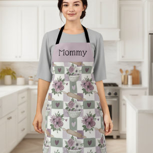 Personalized Mommy Apron Vintage Floral Baking