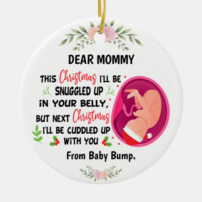 Personalized Mommy To Be from Baby Bump Christmas Ceramic Ornament (Front)
