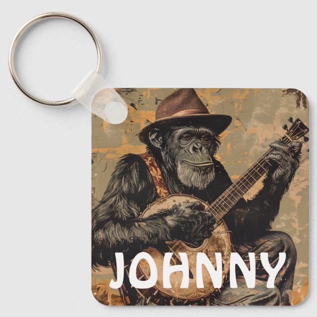 PERSONALIZED MONKEY CHIMP Keychain (Front)