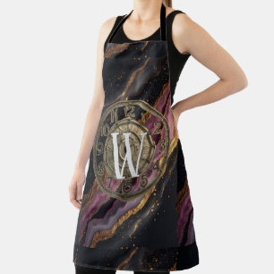 Personalized Monogram Agate Pink Rustic Metal Luxe Apron