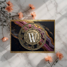 Personalized Monogram Agate Pink Rustic Metal Luxe