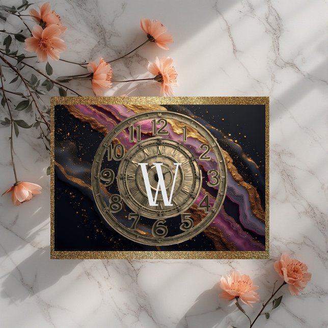 Personalized Monogram Agate Pink Rustic Metal Luxe Cutting Board (Personalized Monogram Agate Pink Rustic Metal Luxe Cutting Board)