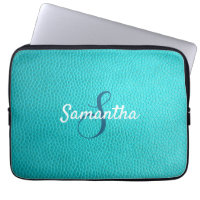 Personalized Monogram and Name Blue Leather