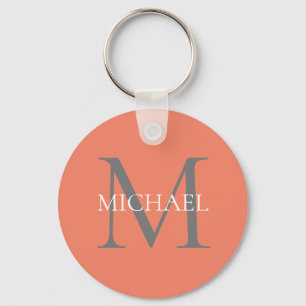 Personalized Monogram and Name Light Pink Key Ring