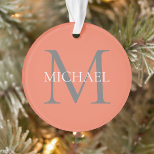 Personalized Monogram and Name Light Pink Ornament