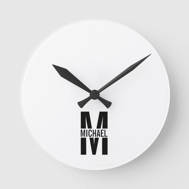 Personalized Monogram and Name Round Clock (Front)