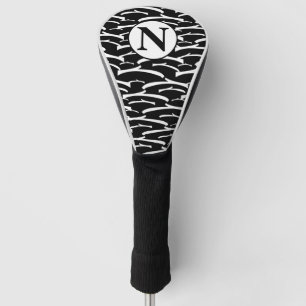 Personalized Monogram Black and White Stripes Golf Head Cover