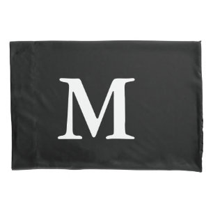 Personalized  Monogram Black White Modern Minimal Pillowcase