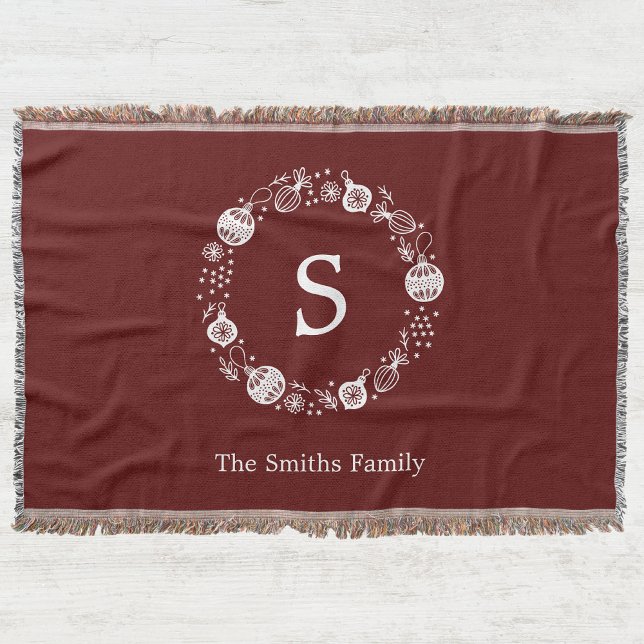 Personalized Monogram Christmas Wreath Throw Blanket (Creator Uploaded)