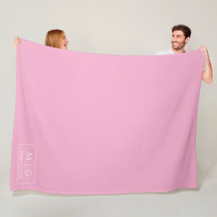 Personalized Monogram Date Light Pink Fleece Blanket