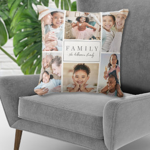 Personalized Monogram Family Photo Collage Cushion