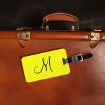 Personalized Monogram Fluorescent Yellow Luggage Tag<br><div class="desc">This design was created through digital art. It may be personalized by clicking the customize button and changing the color, adding a name, initials or your favorite words. Contact me at colorflowcreations@gmail.com if you with to have this design on another product. Purchase my original abstract acrylic painting for sale at...</div>