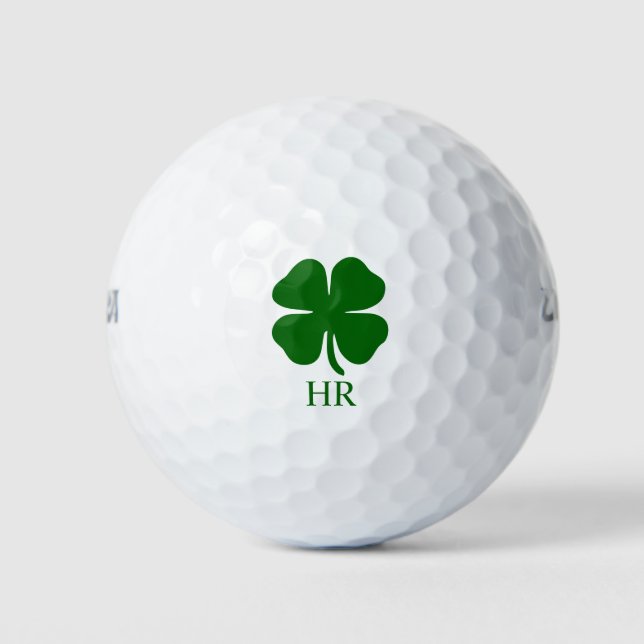 Personalized Monogram Green Clover Golf Balls (Front)