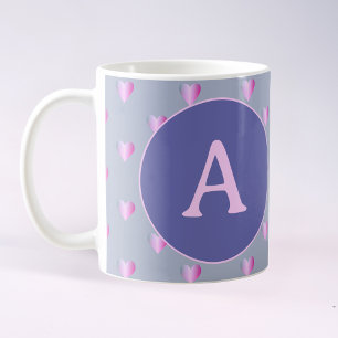 Personalized Monogram Hearts Lilac Coffee Mug