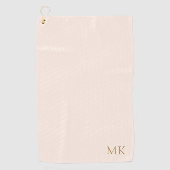 Personalized Monogram Initial Blush Gold Modern Golf Towel (Front)
