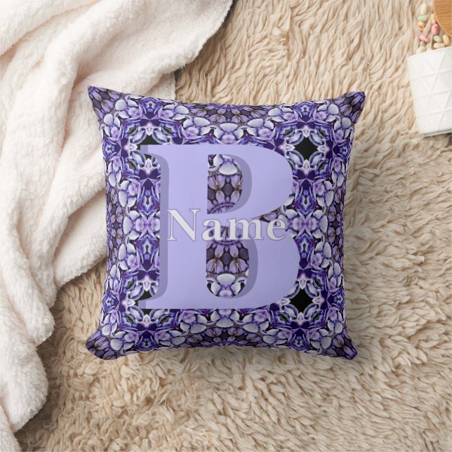 Personalized Monogram Initial Name Floral Art Cushion (Blanket)