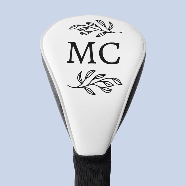 Personalized Monogram Initials Botanical Leaf Golf Head Cover (Personalized monogram initial botanical leaf art minimalist golf head cover)