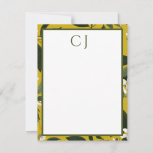 Personalized Monogram Lemon Citrus Card