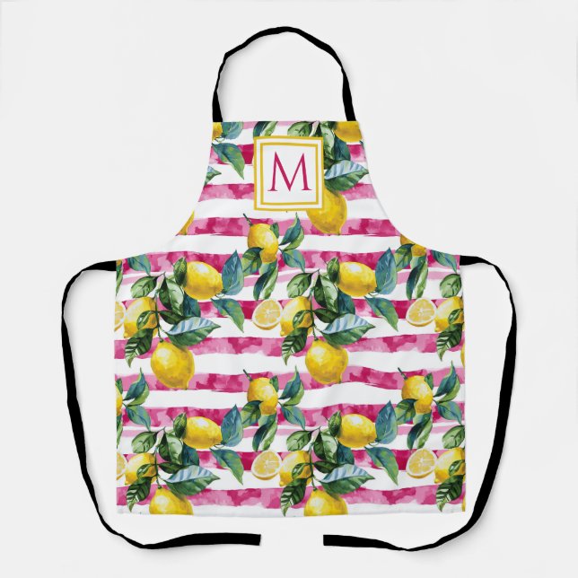 Personalized Monogram Lemon Kitchen Apron (Front)