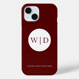 Personalized Monogram Maroon iPhone 15 Case