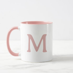 Personalized Monogram Modern Pink White Mug