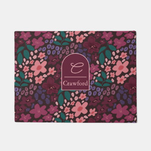 Personalized Monogram Moody Floral Doormat